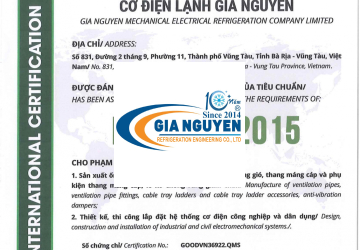 Gia Nguyễn HVAC Contractor - hoàn thành chứng nhận ISO 9001:2015